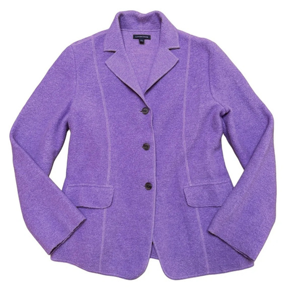 {Lands' End} 100% Boiled Wool Sweater Cardigan Blazer Car Coat - Picture 1 of 3